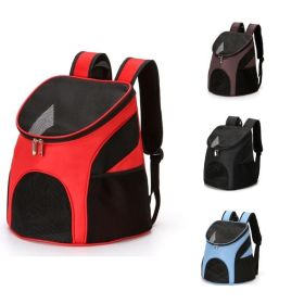 Portable Foldable Mesh Pet Carrier Dog Backpack Breathable Bag Dog Cat Large Capacity Outdoor Travel Carrier Double Shoulder Bag (Color: bROWN, size: 30cmx24cmx33cm)