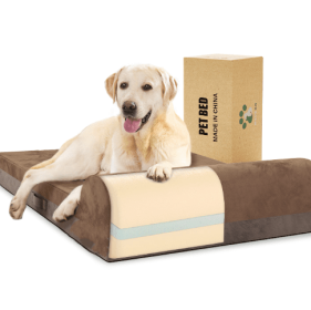 Large Dog Bed With Pillows (Color: bROWN)